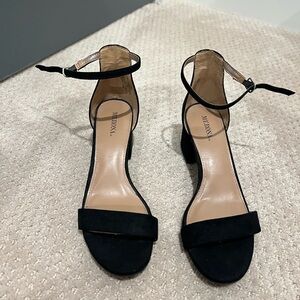 Black suede block heel